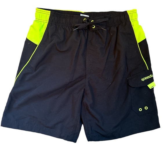 Speedo Men's Bathing Suit Long Trunks - Size Large - Black - Picture 1 of 5